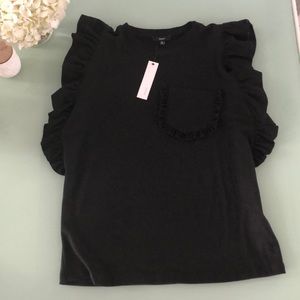 NWT black ruffle pocket Top